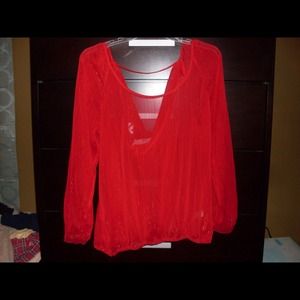 Bundle, red sheer shirt and 2 piece suit ⚡lilah76⚡