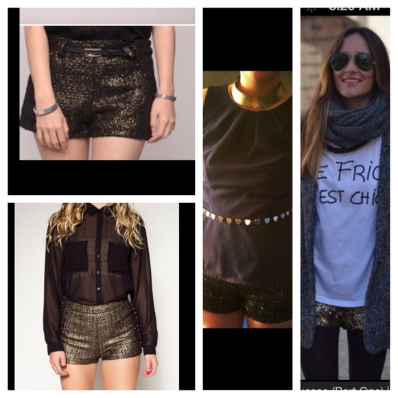 Express Black and Gold Tweed Shorts Size 0