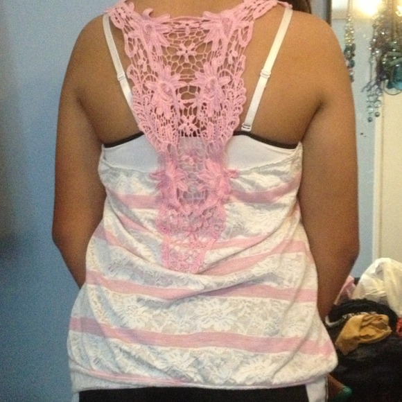 SOLD!!!!Wht lace w/pink stripes in 1XL - Picture 3 of 3
