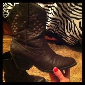 Brown studded cowboy boots