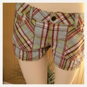 Shorts with gold stitching