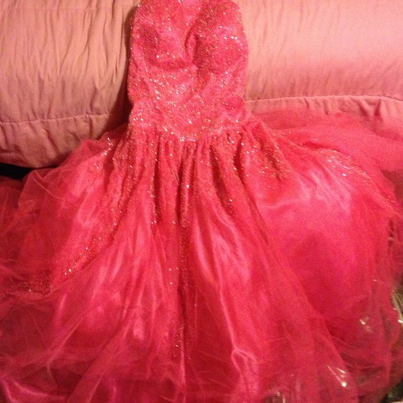 Very gorgeous hot pink custom made prom dress.