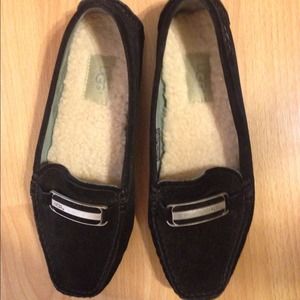UGG black suede driving loafers size 8