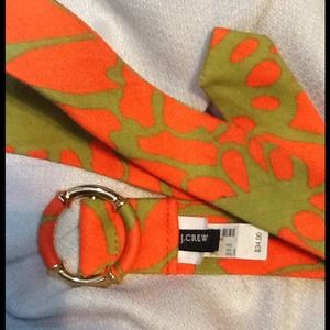 NEW! $34. J. CREW Poppy orange + olive WIDE belt M