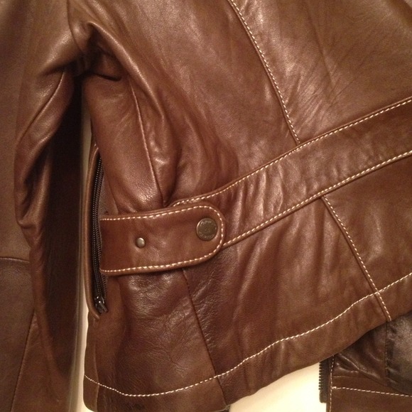 😍 SALE❗Brown Leather Lamb Skin Jacket - Picture 4 of 4