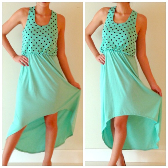 SOLD in BUNDLE Mint High Low Dress Racer Back Polk
