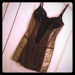 6126 By Lindsay Lohan sexy gold/Black mini dress