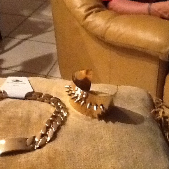 Gold link necklace only.