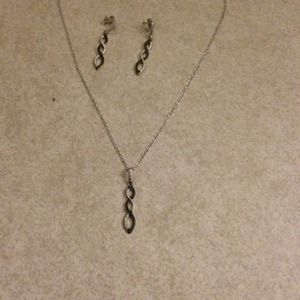 💎black&white diamond infinity earrings&necklace💎
