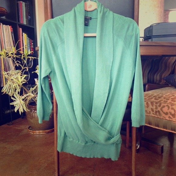 Ann Taylor Sweaters - Ann Taylor Sea Foam Green Cross Sweater Large 12