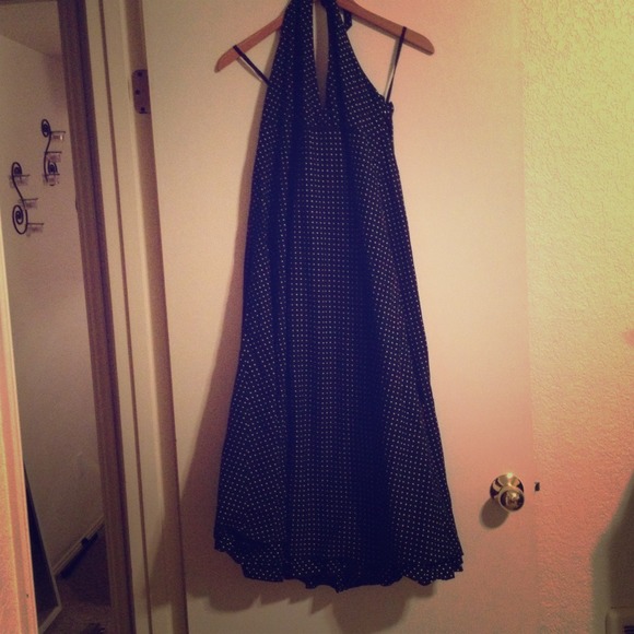 GAP halter polka dot navy blue dress