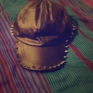 Genuine leather spiked studded SnapBack