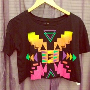 Native print neon crop top!