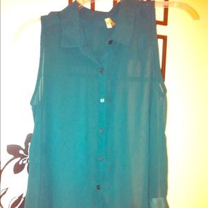 High Low Dark Green Sheer Top