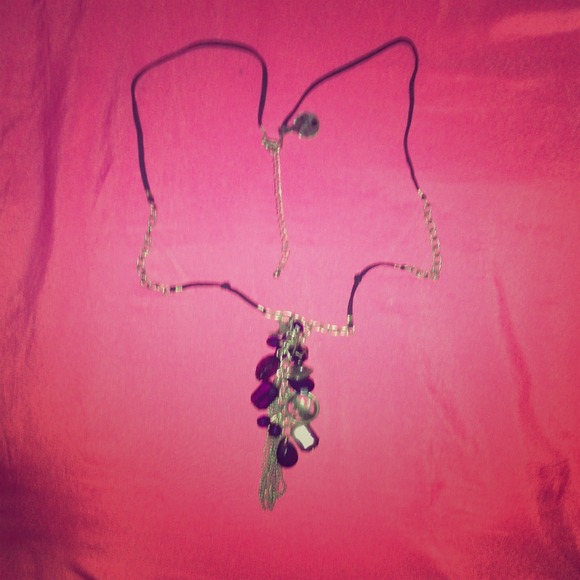 New Long Suede and Chained Necklace