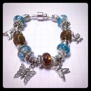 Glass beaded charm bracelets & earrings