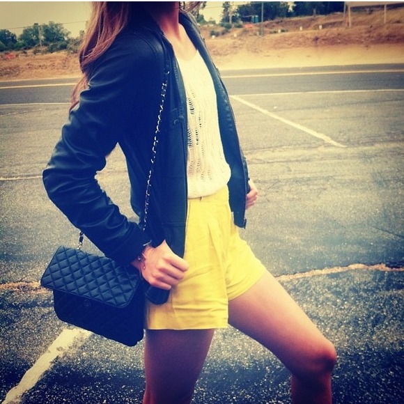 Yellow Loose High-Waisted shorts