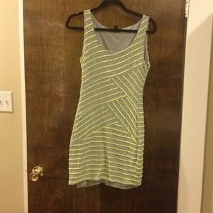 Gray/Lime striped mini dress.
