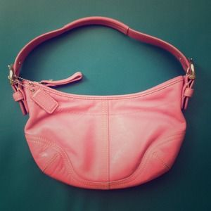 Pink leather coach small hobo