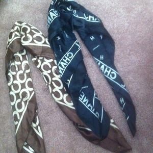 Brown Coach & black Chanel scarves!