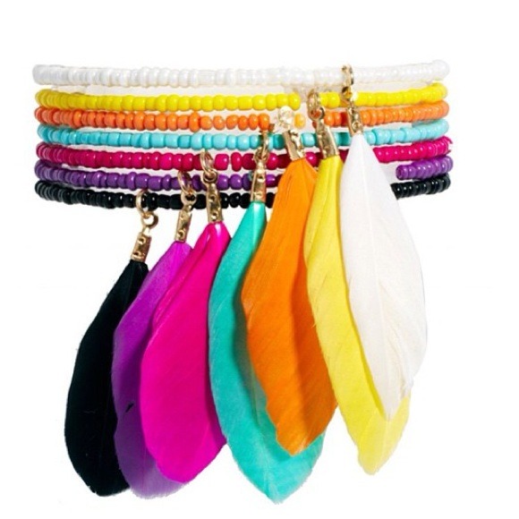 Beaded Feathered Bracelets.
