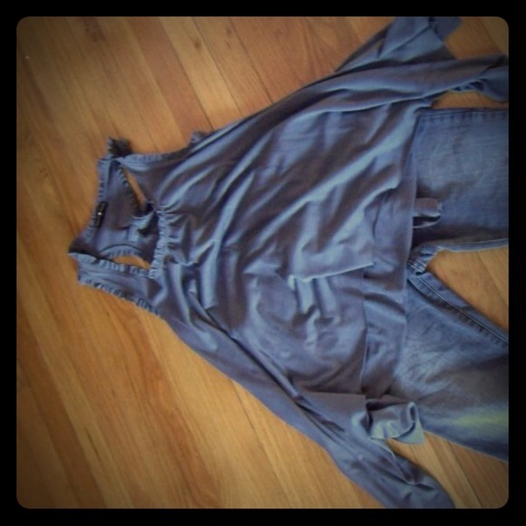 Fun and flirty charcoal grey tank.