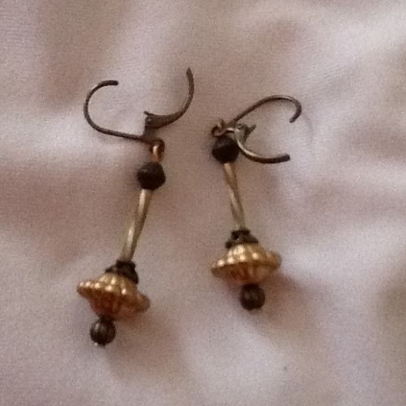 Handmade earrings--black & gold