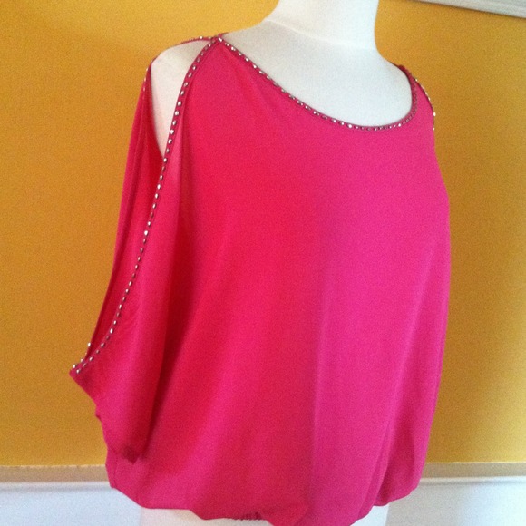 Pink top with cutout shoulders/arms