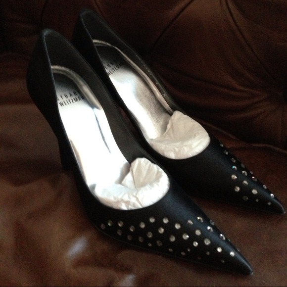 NEW Stuart Weitzman Girly Black Satin Shoe