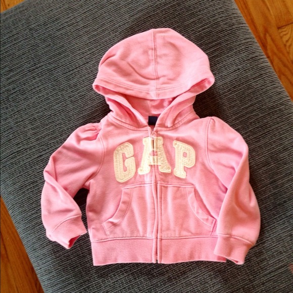 SOLD Baby Gap Light Pink and white zip up hoodie
