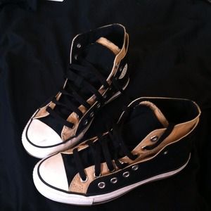 One of a kind, black and tan converse!
