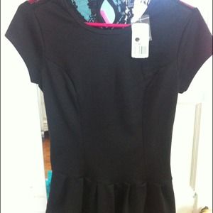 Black lace back peplum top