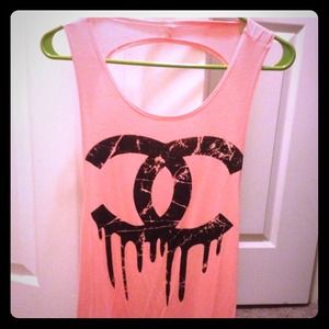 Like Chanel print- open back tank