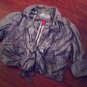 Gray crop cargo jacket