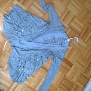 Splendid grey wrap cardigan with sequins