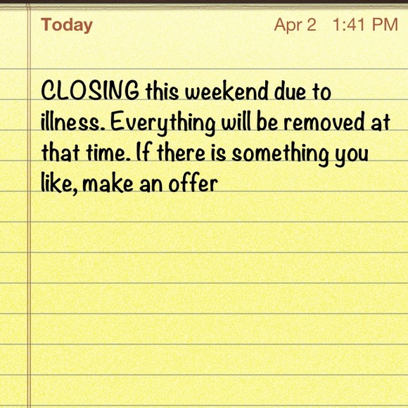 ⚡CLOSING⚡ this weekend due to illness.