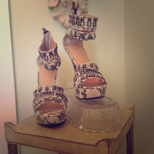 Colin Stuart Studded Snake Skin Heels