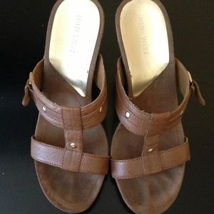 Nine West Brown Wedge Sandals