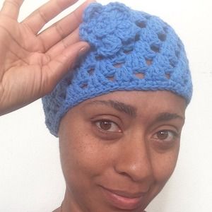 Handmade Artisan Blue Knit Hat - dark baby blue