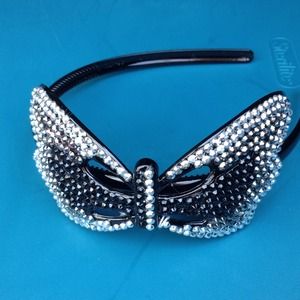 Black Crystal Butterfly Headband
