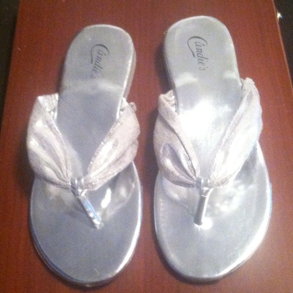 Silver flip flops!