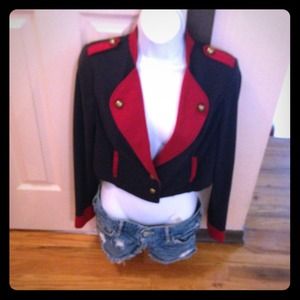 Navy Blue and red Army style blazer