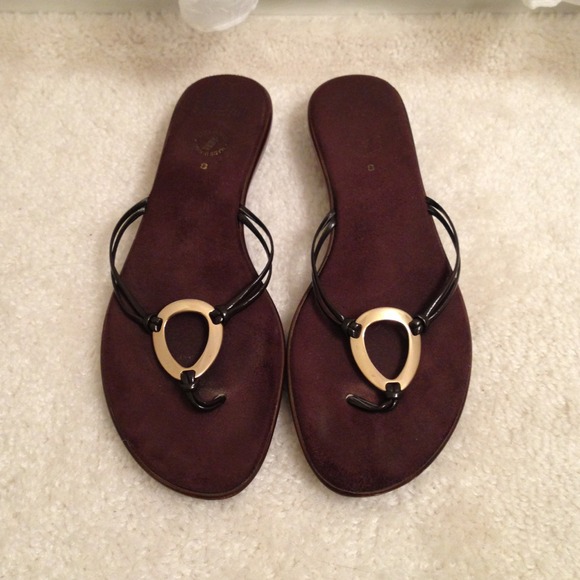 SOLD Brown sandals with gold accent