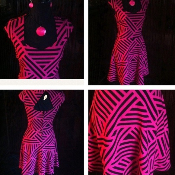 Host Pick X2!/hotpink stripe dress triangle back - Picture 4 of 4