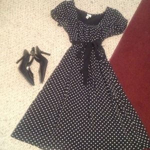 Merida black with white polka dot dress