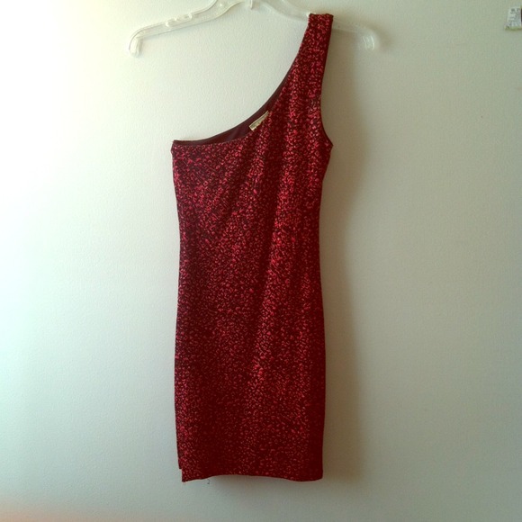 Sexy Metallic Red & Black Dress