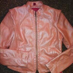Pearl coral foux leather jacket