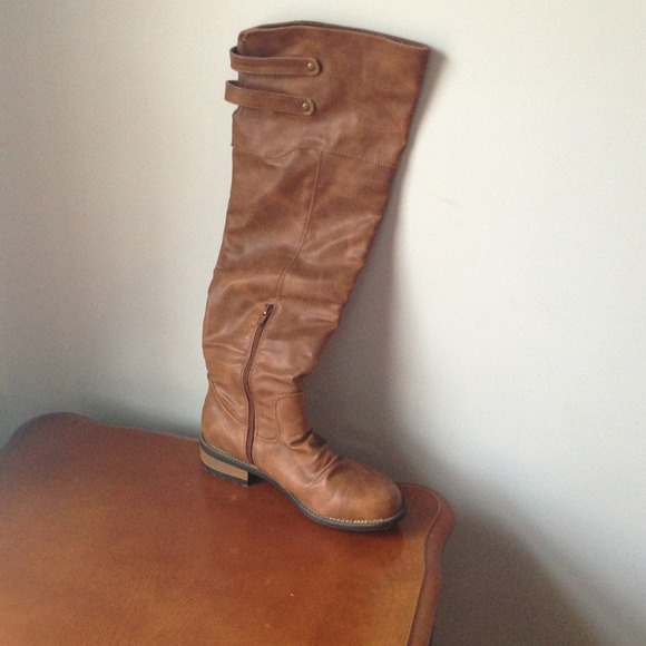 Above the knee chestnut boots