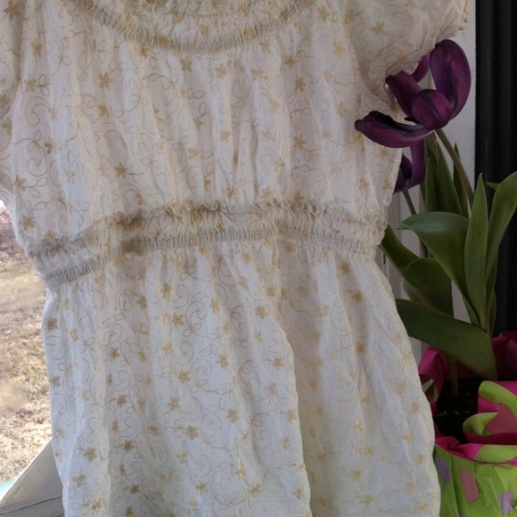 White and cream floral embroidered maternity top