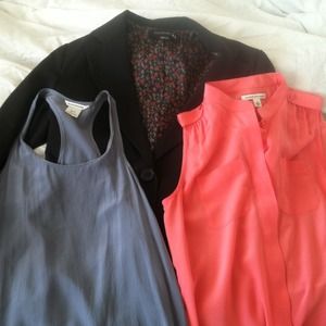 BR blouse, club monaco cami + forever 21 blazer